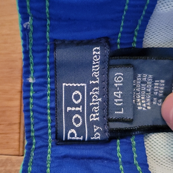 EUC Boys Polo Ralph Lauren Green swim trunks with navy logo large 14/16 - Picture 3 of 5